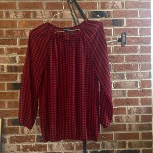 Red and Black Blouse
